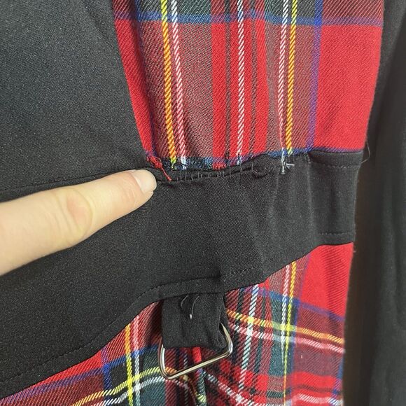 ROSE GAL Women's Dress Plus Sz L Size 14 Black Red Plaid Gothic Lace Punk Edgy - Picture 4 of 10